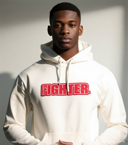 FCF Chenille Fighter Hoodie Sweatshirt White