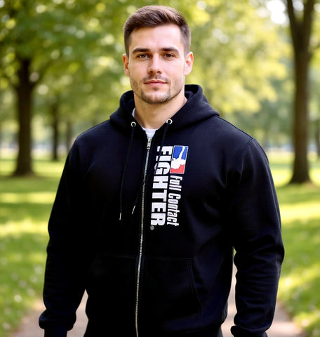 FCF Logo Zip Sweatshirt Black w/Logo on Back As Well!